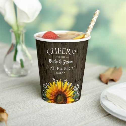 Rustic Country Sunflower Wedding Paper Cups