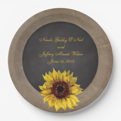 Rustic Country Sunflower Wedding Paper Plates