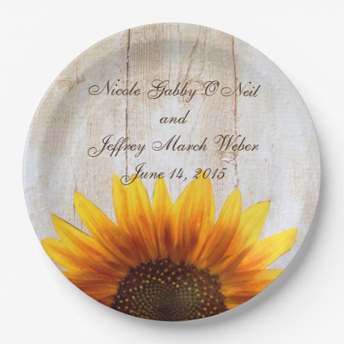 Rustic Country Sunflower Wedding Paper Plates