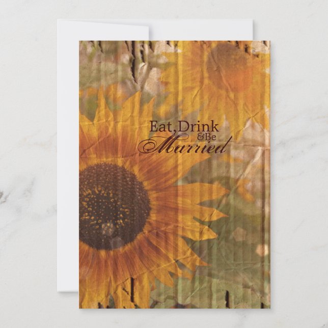 rustic country sunflower wedding Rehearsal Dinner Invitation (Back)