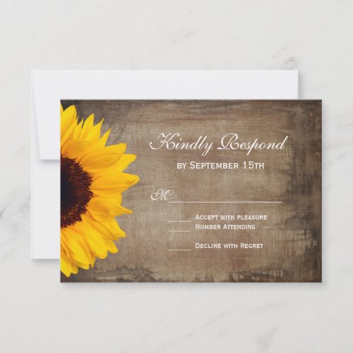Rustic Country Sunflower Wedding RSVP Cards