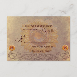 Rustic Country Sunflower Wedding RSVP Cards
