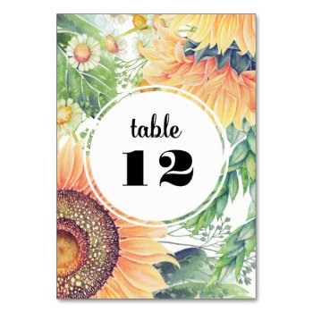 Rustic Country Sunflower Wedding Table Number Card by YourWeddingDay at Zazzle