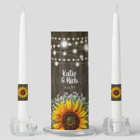 Rustic Country Sunflower Wedding Unity Candle Set