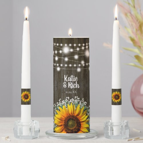 Rustic Country Sunflower Wedding Unity Candle Set