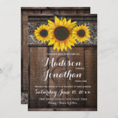 Rustic Country Sunflower Wood Wedding Invitations (Front/Back)