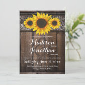Rustic Country Sunflower Wood Wedding Invitations (Standing Front)
