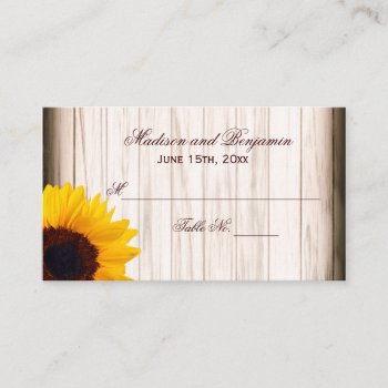 Rustic Country Sunflower Wood Wedding Place Cards by RusticCountryWedding at Zazzle