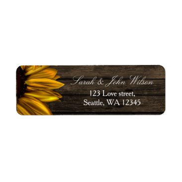 Rustic Country Sunflowers Barn Wood address label