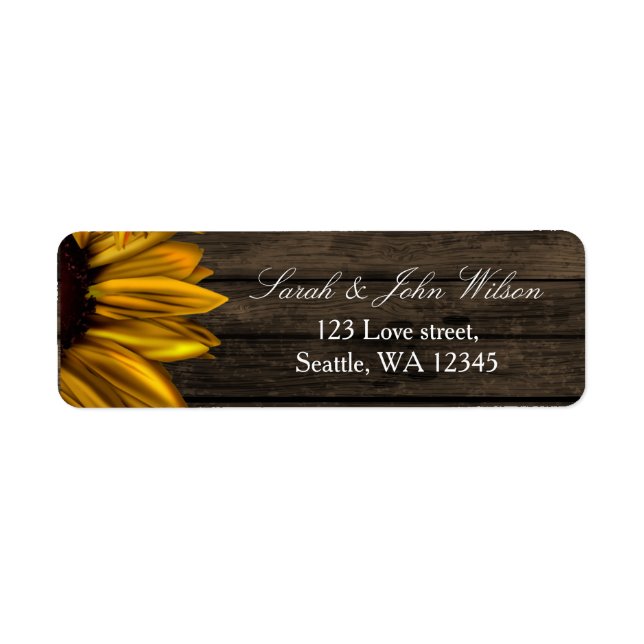 Rustic Country Sunflowers Barn Wood address label (Front)