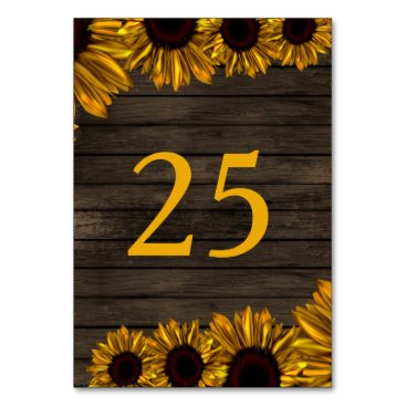 Rustic Country Sunflowers Barn Wood table number