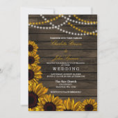 Rustic Country Sunflowers Barn Wood Wedding Invitation (Front)