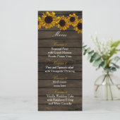 Rustic Country Sunflowers Barn Wood Wedding menu (Standing Front)