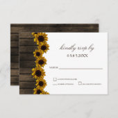 Rustic Country Sunflowers Barn Wood Wedding rsvp (Front/Back)
