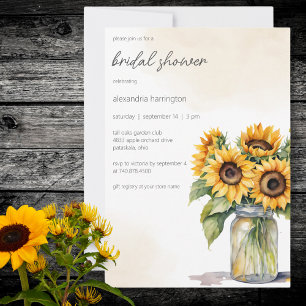 Rustic Country Sunflowers Bridal Shower Invitation