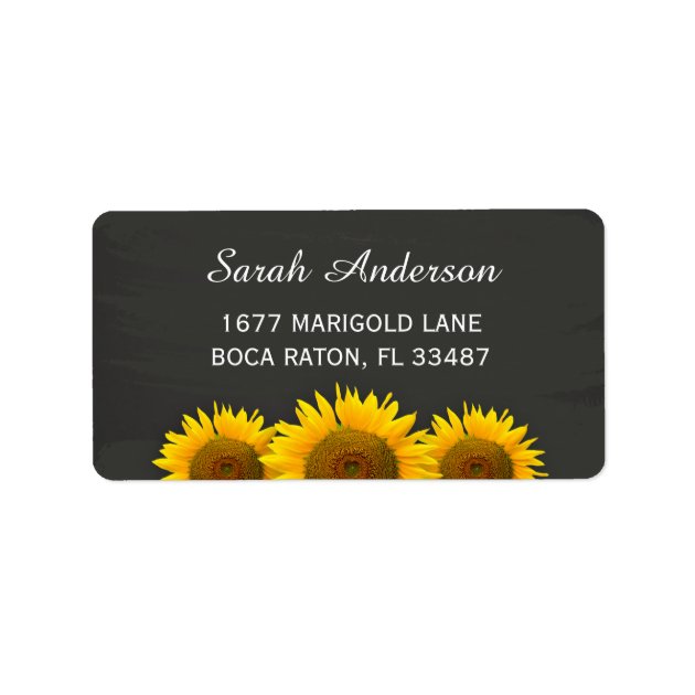 Rustic Country Sunflowers Classy Chalkboard Label
