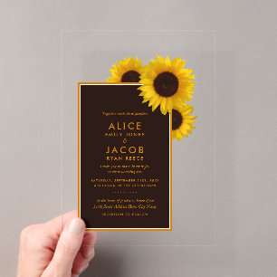 Rustic Country Sunflowers - Floral Wedding Acrylic Invitations