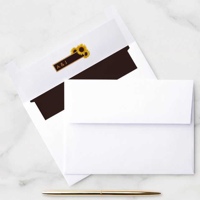 Rustic Country Sunflowers - Floral Wedding Envelope Liner (Desk)