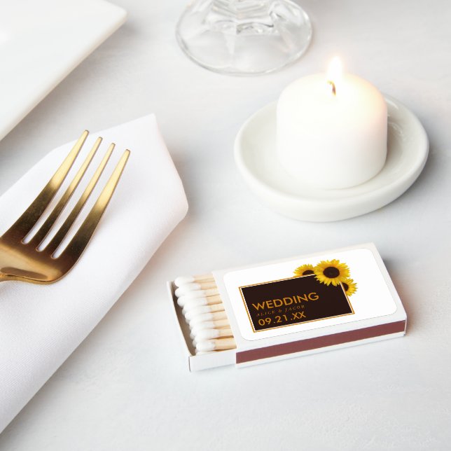 Rustic Country Sunflowers - Floral Wedding Matchboxes (Insitu)