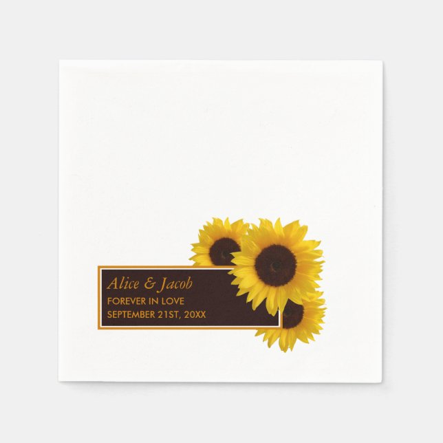 Rustic Country Sunflowers - Floral Wedding Napkins (Front)