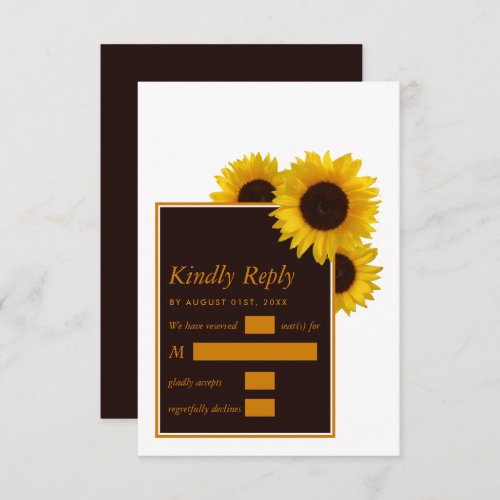 Rustic Country Sunflowers _ Floral Wedding RSVP Card