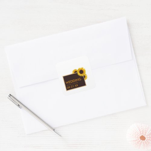 Rustic Country Sunflowers _ Floral Wedding Square Sticker