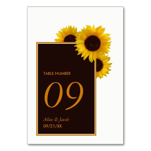 Rustic Country Sunflowers _ Floral Wedding Table Number