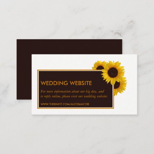 Rustic Country Sunflowers _ Floral Wedding Website Enclosure Card