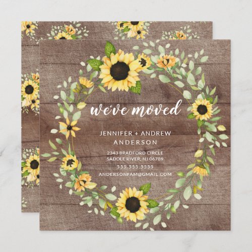 Rustic Country Sunflowers Moving Announcement