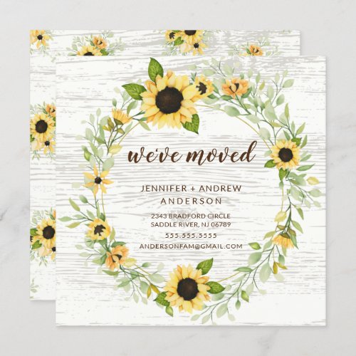 Rustic Country Sunflowers Moving Announcement