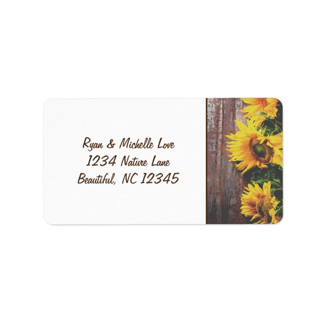 Rustic Country Sunflowers on Barn Wood Address Label (Front)
