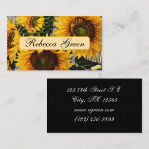 Rustic Country Sunflowers On Barnboard Print Business Card
