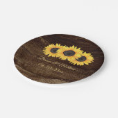 Rustic Country Sunflowers on Wood Paper Plate (Angled)