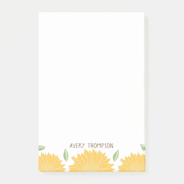 Rustic Country Sunflowers Personalized Post-it Notes (Front)
