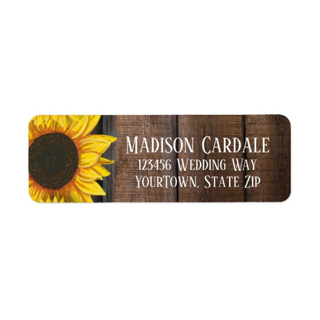 Rustic Country Sunflowers Personalized Wedding Label (Front)