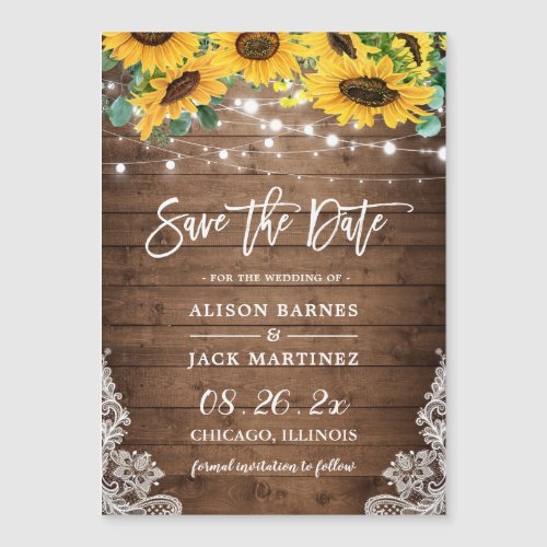 Rustic Country Sunflowers Save the Date Magnet