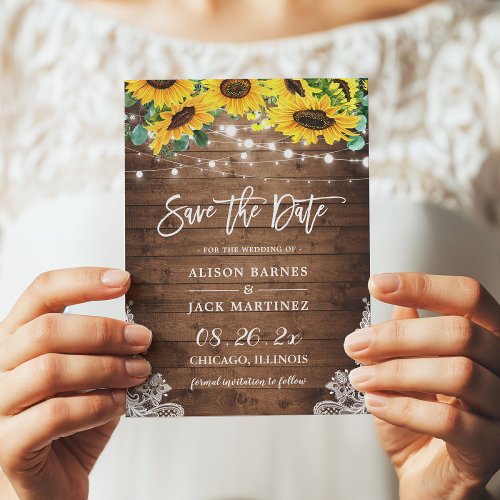 Rustic Country Sunflowers Save the Date Magnet