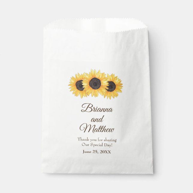 Rustic Country Sunflowers Wedding Favor Bag (Front)