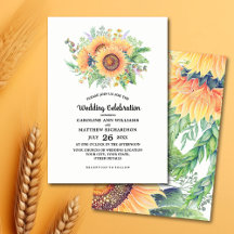 Rustic Country Sunflowers Wedding Invitations