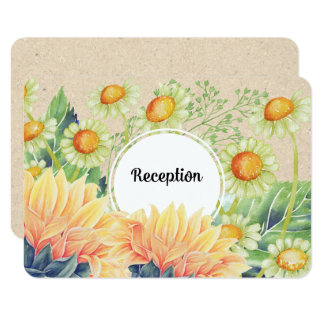 Rustic Country Sunflowers Wedding Reception Cards