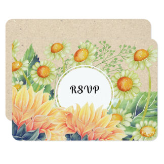 Rustic Country Sunflowers Wedding RSVP Cards