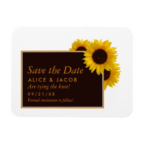 Rustic Country Sunflowers _ Wedding Save The Date Magnet