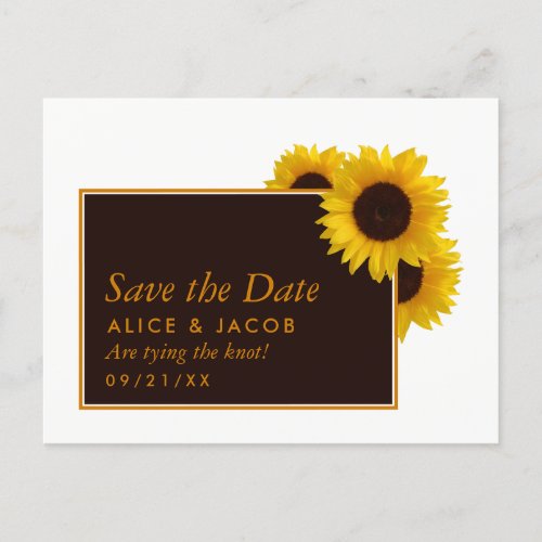 Rustic Country Sunflowers _ Wedding Save the Date Postcard