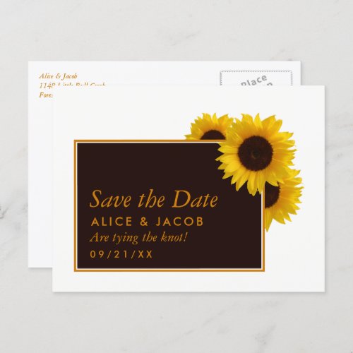 Rustic Country Sunflowers _ Wedding Save the Date Postcard