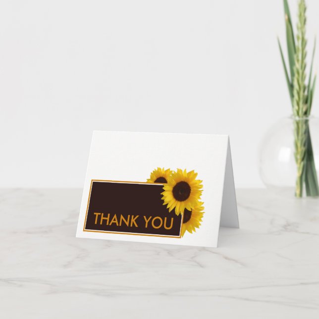 Rustic Country Sunflowers - Wedding Thank You Card (Front)