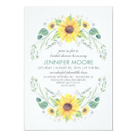 Rustic Country Sunflowers Wreath Bridal Shower Invitation