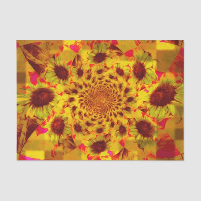 Rustic Country Sunflowers Yellow Red Decoupage Tissue Paper