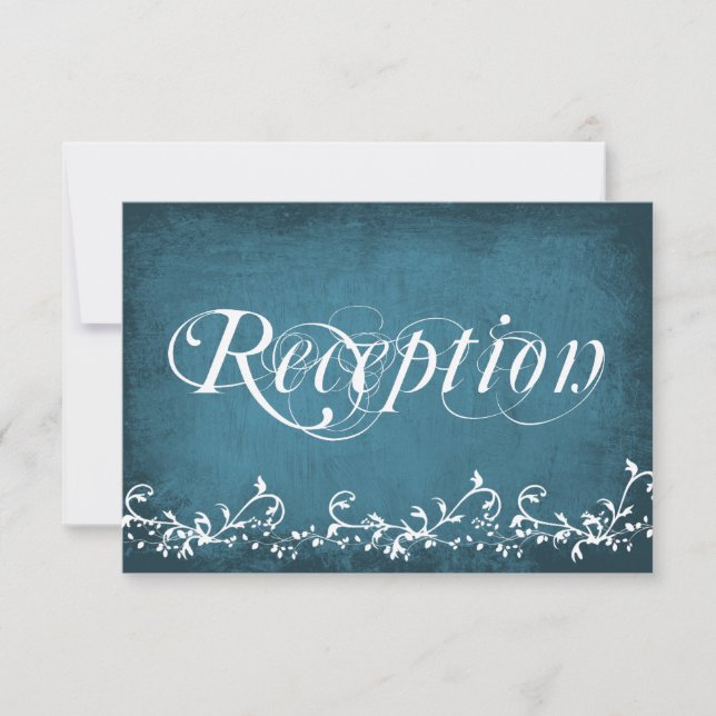 Rustic Country Swirls Blue Reception Cards (Front)