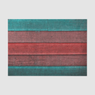 Rustic Country Teal Red Brown Wood Grain Texture Tissue Paper