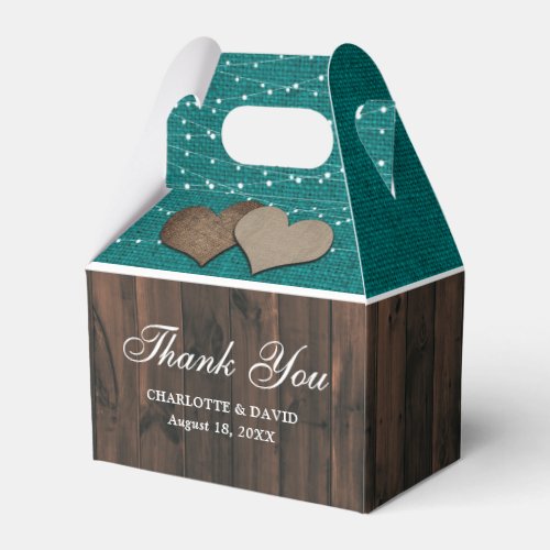 Rustic Country Teal Wedding Thank You Favor Boxes